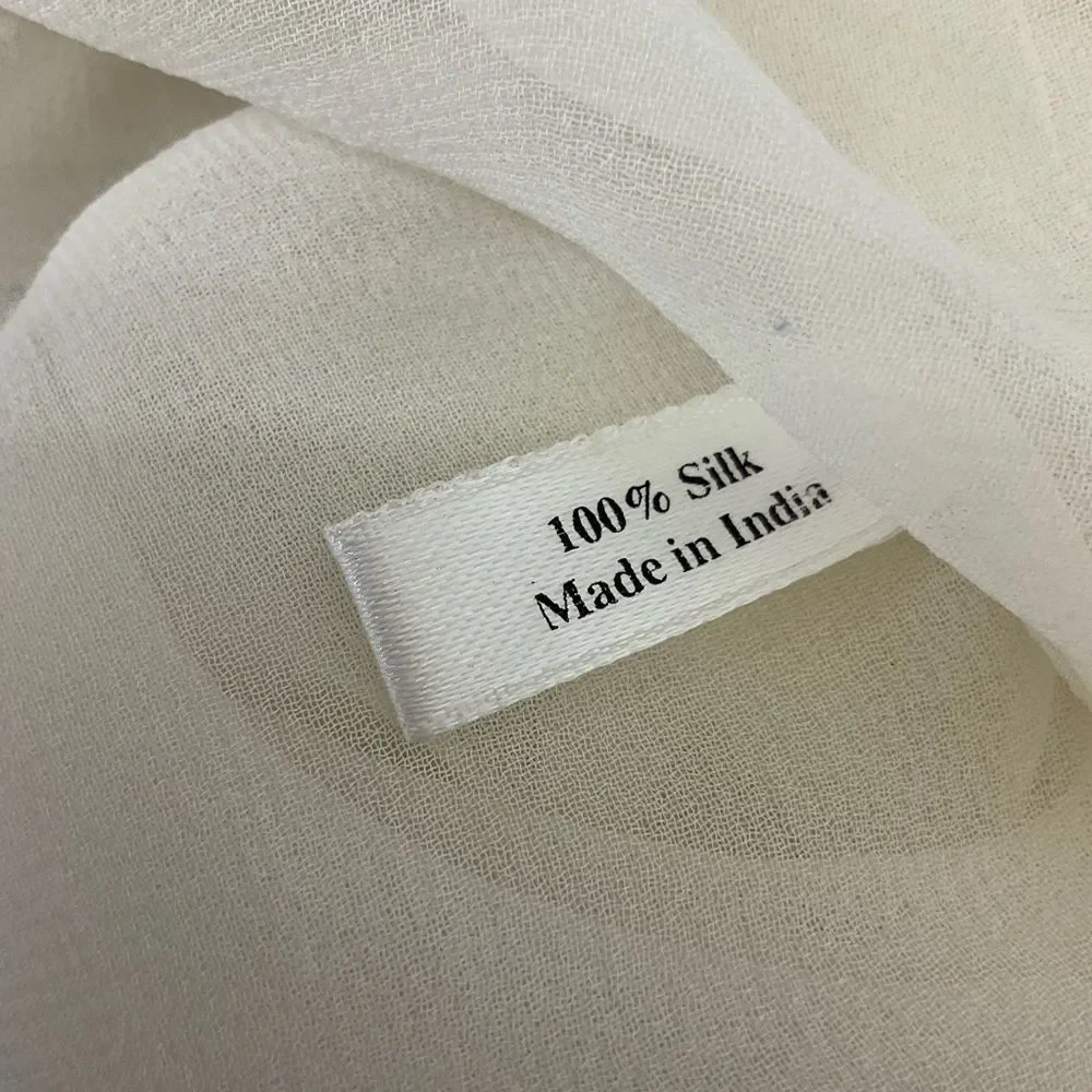 NEW Le Soleil Miami White Brown 100% Silk Tassel Front Tunic Dress Size S/M